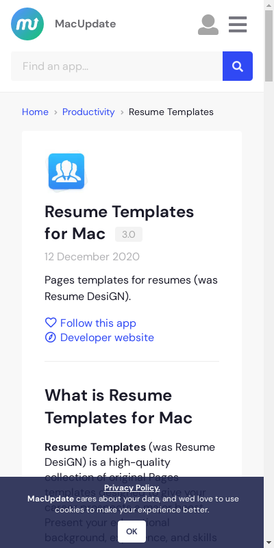 resume template free download for mac